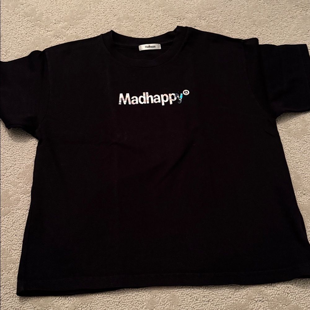 Madhappy Black Tee with Embroidered Logo